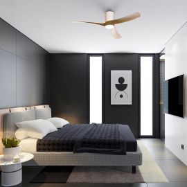Lustre cu ventilator - Lustra LED cu ventilator si telecomanda NEMO L ceramica/lemn