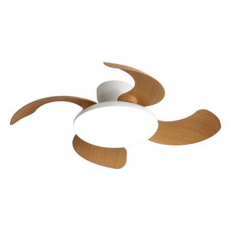 Lustre cu ventilator - Lustra LED cu Ventilator si telecomanda ALOHA II alb/ lemn