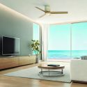 Lustra LED cu ventilator si telecomanda CERAMICA L alb/ lemn