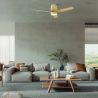 Lustra LED cu ventilator si telecomanda CERAMICA L bej/ lemn