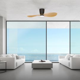 Lustre cu ventilator - Lustra LED cu Ventilator si telecomanda SURFER negru/ lemn