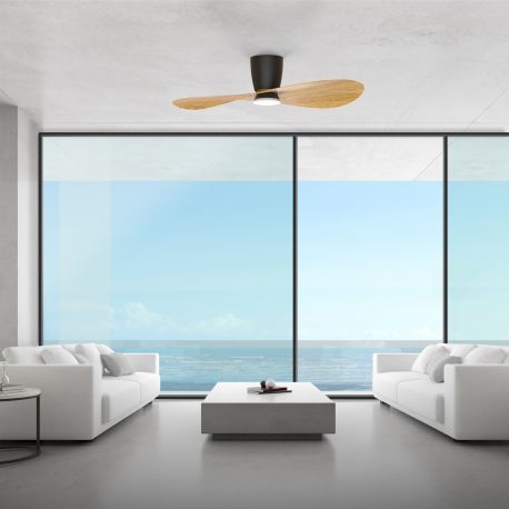 Lustre cu ventilator - Lustra LED cu Ventilator si telecomanda SURFER negru/ lemn