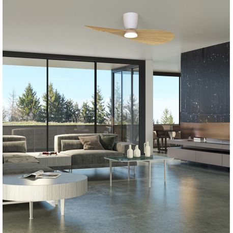 Lustre cu ventilator - Lustra LED cu Ventilator si telecomanda SURFER alb/ lemn