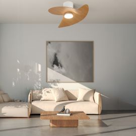 Lustre cu ventilator - Lustra LED cu Ventilator si telecomanda ONA alb/ lemn