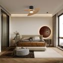 Lustra LED cu Ventilator si telecomanda ONA negru/ lemn
