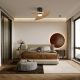 Lustre cu ventilator - Lustra LED cu Ventilator si telecomanda ONA negru/ lemn