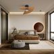 Lustre cu ventilator - Lustra LED cu Ventilator si telecomanda ONA negru/ lemn