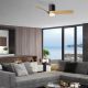 Lustra LED cu Ventilator si telecomanda NEMO M negru/lemn