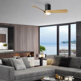 Lustre cu ventilator - Lustra LED cu Ventilator si telecomanda NEMO M negru/lemn