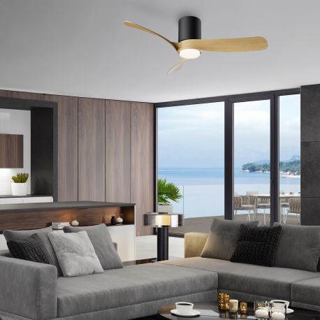 Lustre cu ventilator - Lustra LED cu Ventilator si telecomanda NEMO M negru/lemn