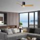 Lustre cu ventilator - Lustra LED cu Ventilator si telecomanda NEMO M negru/lemn