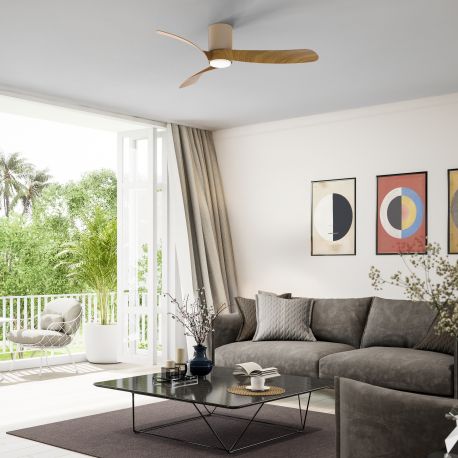 Lustre cu ventilator - Lustra LED cu Ventilator si telecomanda NEMO M alb/lemn