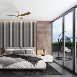 Lustre cu ventilator - Lustra LED cu Ventilator si telecomanda NEMO G alb/lemn
