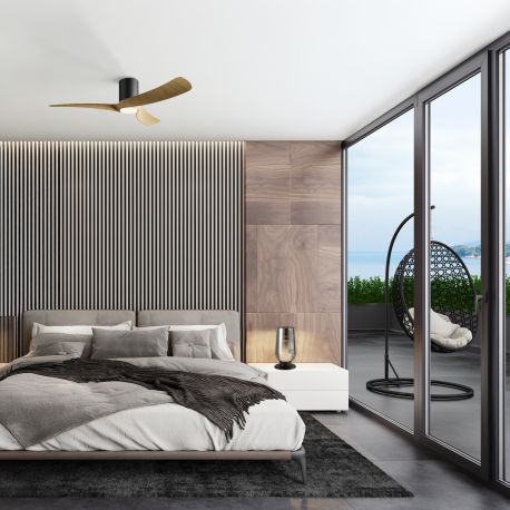 Lustre cu ventilator - Lustra LED cu Ventilator si telecomanda NEMO G negru/lemn
