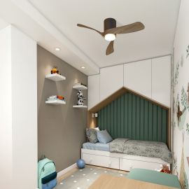 Lustra LED cu Ventilator si telecomanda NEMO II XS negru/nuc