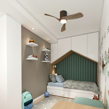 Lustre cu ventilator - Lustra LED cu Ventilator si telecomanda NEMO II XS negru/nuc