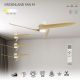 Lustre cu ventilator - Ventilator smart Bluetooth si telecomanda GROENLAND M, alb/ lemn