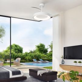 Lustre cu ventilator - Lustra LED cu ventilator palete retractabile NISEKO M alb