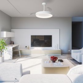 Lustre cu ventilator - Lustra LED cu ventilator palete retractabile NISEKO L alb
