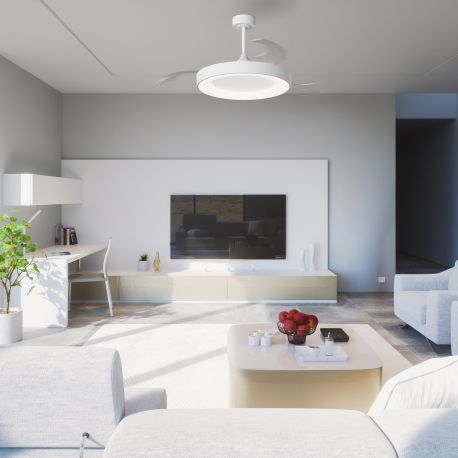 Lustre cu ventilator - Lustra LED cu ventilator palete retractabile NISEKO L alb