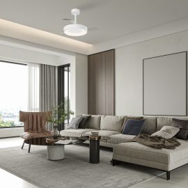 Lustre cu ventilator - Lustra LED cu ventilator palete retractabile NISEKO S alb