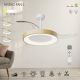 Lustre cu ventilator - Lustra LED cu ventilator palete retractabile NISEKO L alb/ lemn