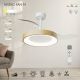 Lustre cu ventilator - Lustra LED cu ventilator palete retractabile NISEKO M alb/ lemn