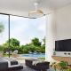 Lustre cu ventilator - Lustra LED cu ventilator palete retractabile NISEKO M alb/ lemn