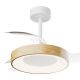 Lustre cu ventilator - Lustra LED cu ventilator palete retractabile NISEKO S alb/ lemn