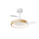Lustre cu ventilator - Lustra LED cu ventilator palete retractabile NISEKO S alb/ lemn