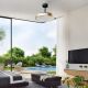 Lustre cu ventilator - Lustra LED cu ventilator palete retractabile NISEKO M negru/ auriu