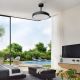 Lustre cu ventilator - Lustra LED cu ventilator palete retractabile NISEKO M negru