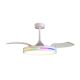 Lustre cu ventilator - Lustra LED RGB cu ventilator palete retractabile RAFAGA alb 2700K-6500K