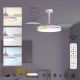 Lustre cu ventilator - Lustra LED RGB cu ventilator palete retractabile RAFAGA alb 2700K-6500K