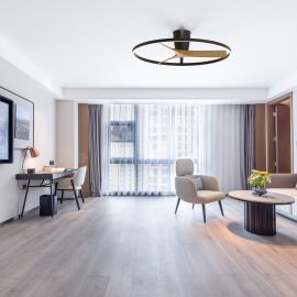 Lustre cu ventilator - Lustra LED cu ventilator si telecomanda NEPAL II L negru/lemn