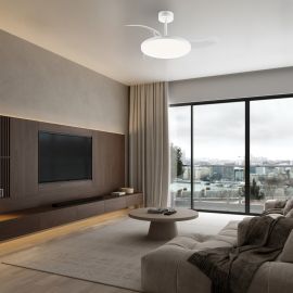 Lustre cu ventilator - Lustra LED cu ventilator palete retractabile SLIM M alb