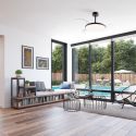 Lustra LED cu ventilator palete retractabile SLIM M negru
