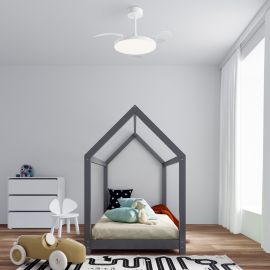 Lustre cu ventilator - Lustra LED cu ventilator palete retractabile SLIM S alb