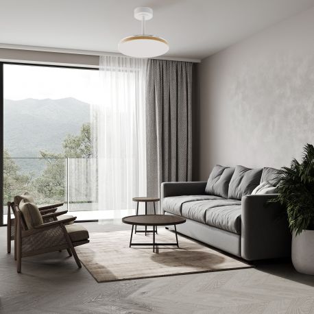 Lustre cu ventilator - Lustra LED cu ventilator palete retractabile SLIM S alb/lemn