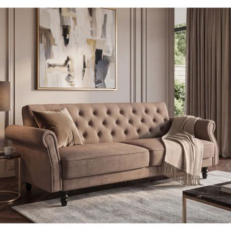 Canapele - Canapea extensibila, Catifea Vogue greige, Maison Belle Affaire 220cm