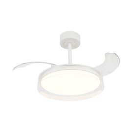 Lustre cu ventilator - Lustra LED cu ventilator palete retractabile GLASS S alb