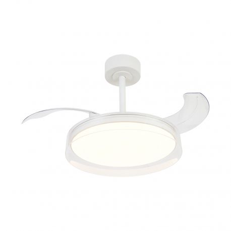 Lustre cu ventilator - Lustra LED cu ventilator palete retractabile GLASS S alb
