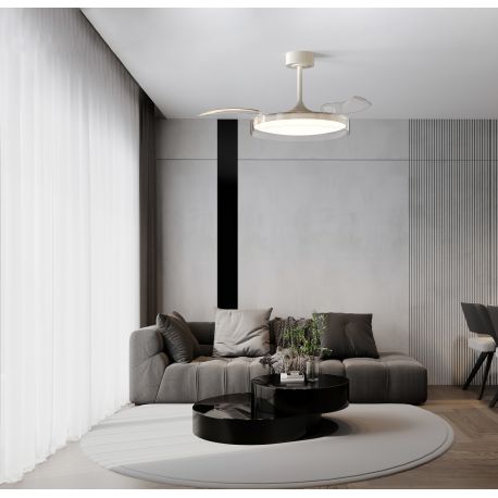 Lustre cu ventilator - Lustra LED cu ventilator palete retractabile GLASS S transparent