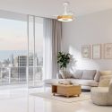 Lustra LED cu ventilator palete retractabile Coin Fan Mini lemn