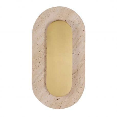 Aplice, corpuri de iluminat pentru pereti - Aplica de perete LED, Travertin, Natur, Travertino Oval auriu