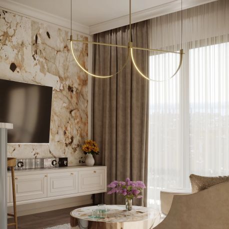 Pendule, Lustre suspendate - Lustra LED suspendata stil minimalist Victoria 39W auriu
