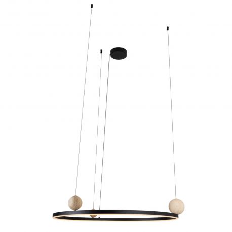 Pendule, Lustre suspendate - Lustra LED suspendata design modern Solaris negru, natural