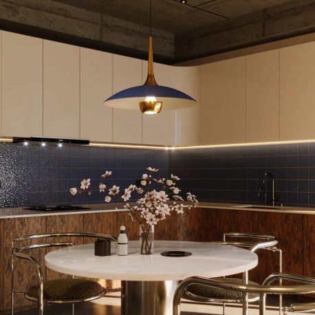 Pendule, Lustre suspendate - Pendul LED design decorativ Manuka blue/auriu