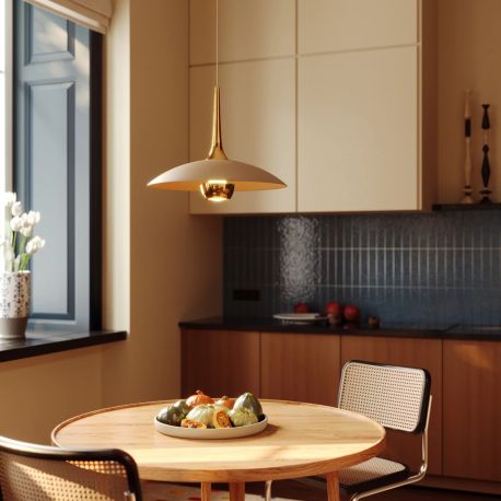 Pendule, Lustre suspendate - Pendul LED design decorativ Manuka crem/auriu