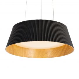 Pendule, Lustre suspendate - Lustra suspendata Fabio 46cm negru/ imitatie lemn
